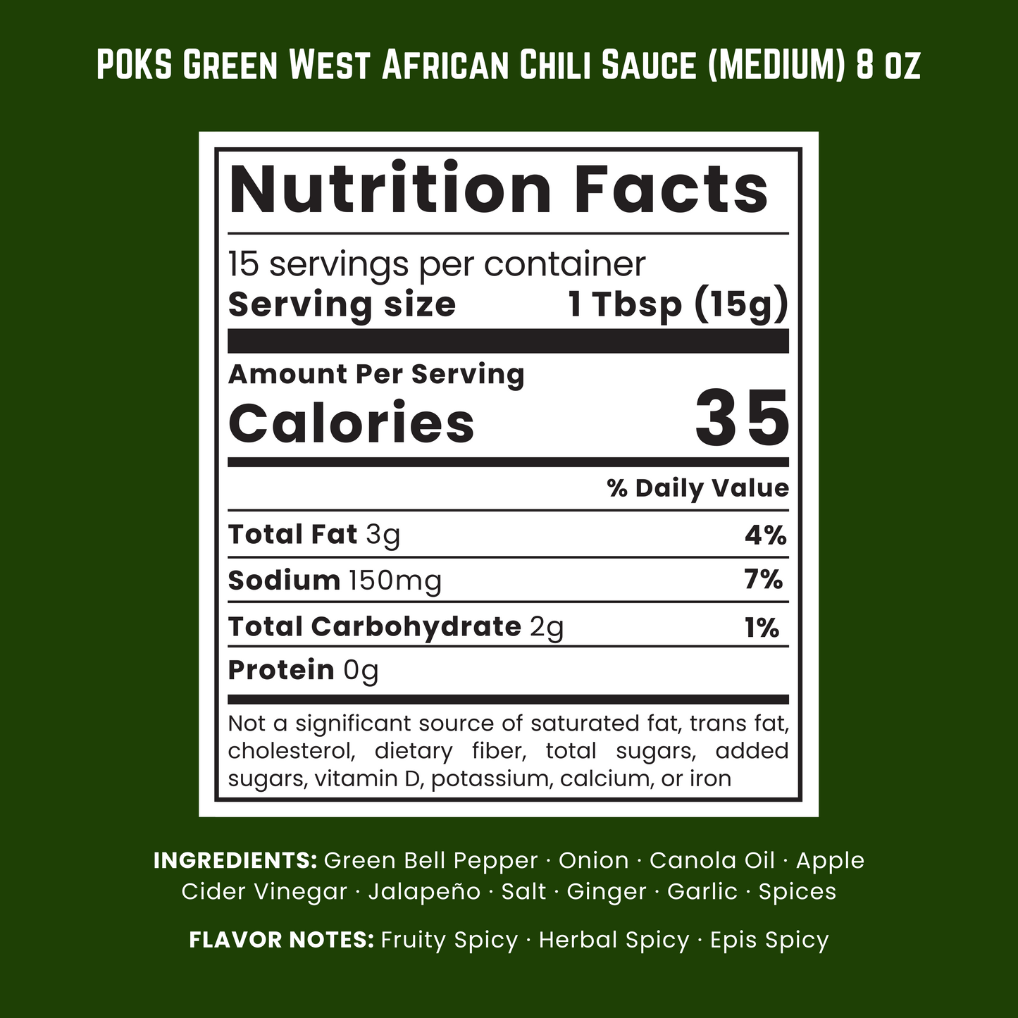 POKS Green West African Chili Sauce (Medium)
